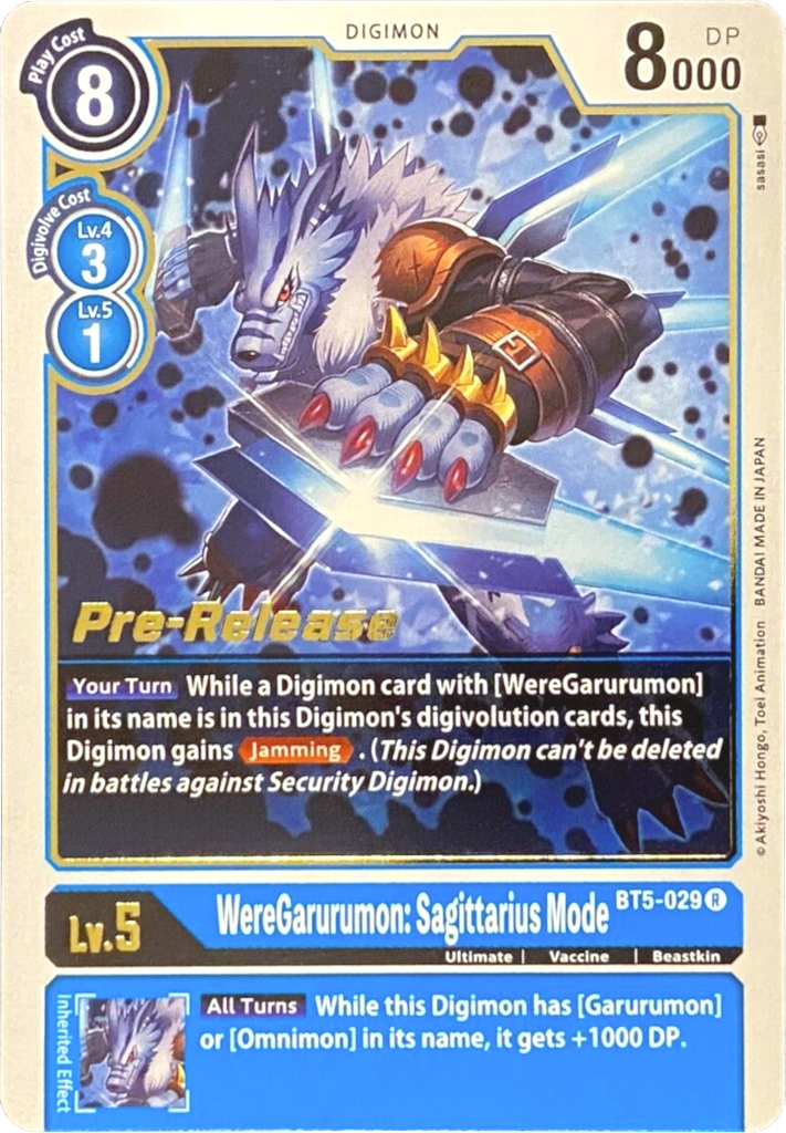 digimon garurumon card WereGarurumon: Sagittarius Mode [BT5-029] [Battle of Omni Pre-Release