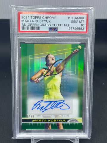 2024 TOPPS CHROME TENNIS - GREEN COURT REFRACTOR - M. KOSTYUK - #TCA-MKK - #'D/99 - AUTOGRAPH - PSA 10