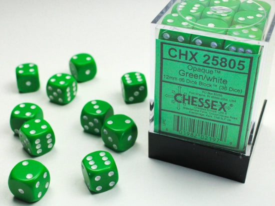 CHESSEX OPAQUE 12MM D6 DICE BLOCK (36 MINI D6'S)