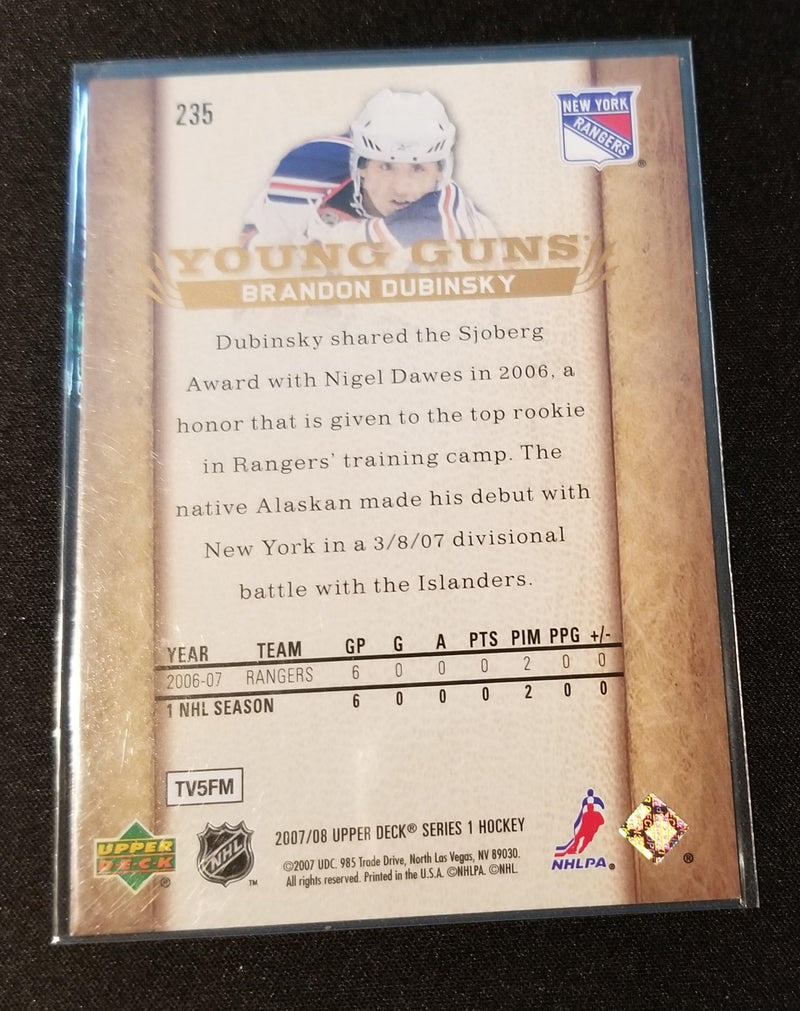 2007 UPPER DECK SERIES ONE - YOUNG GUNS - B. DUBINSKY -