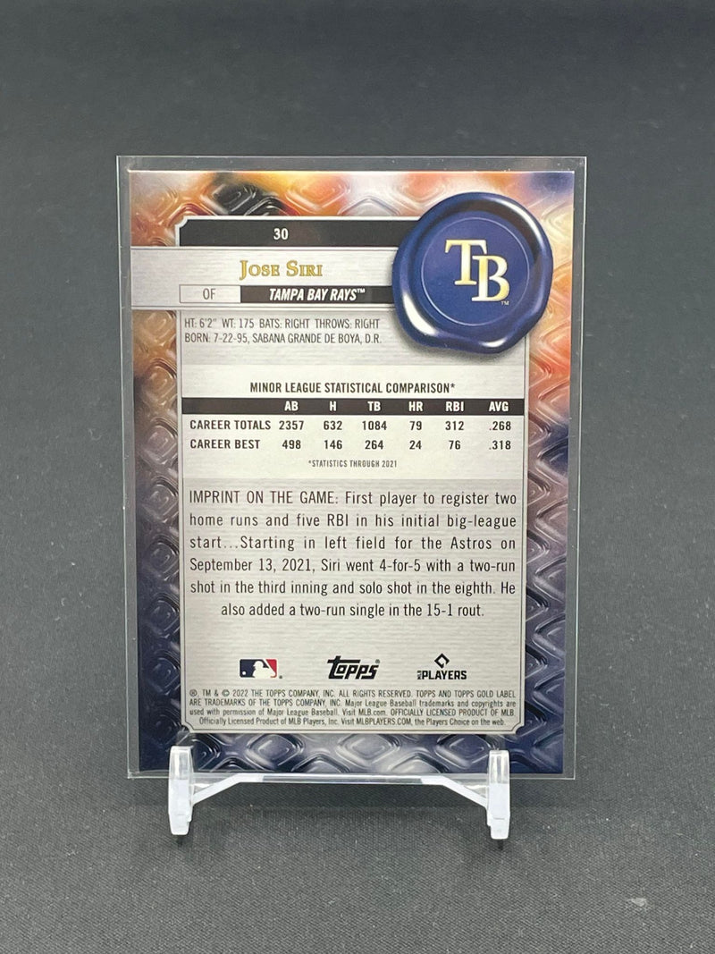 2022 TOPPS GOLD LABEL - RED - J. SIRI - #30 - #'D/75 - RC