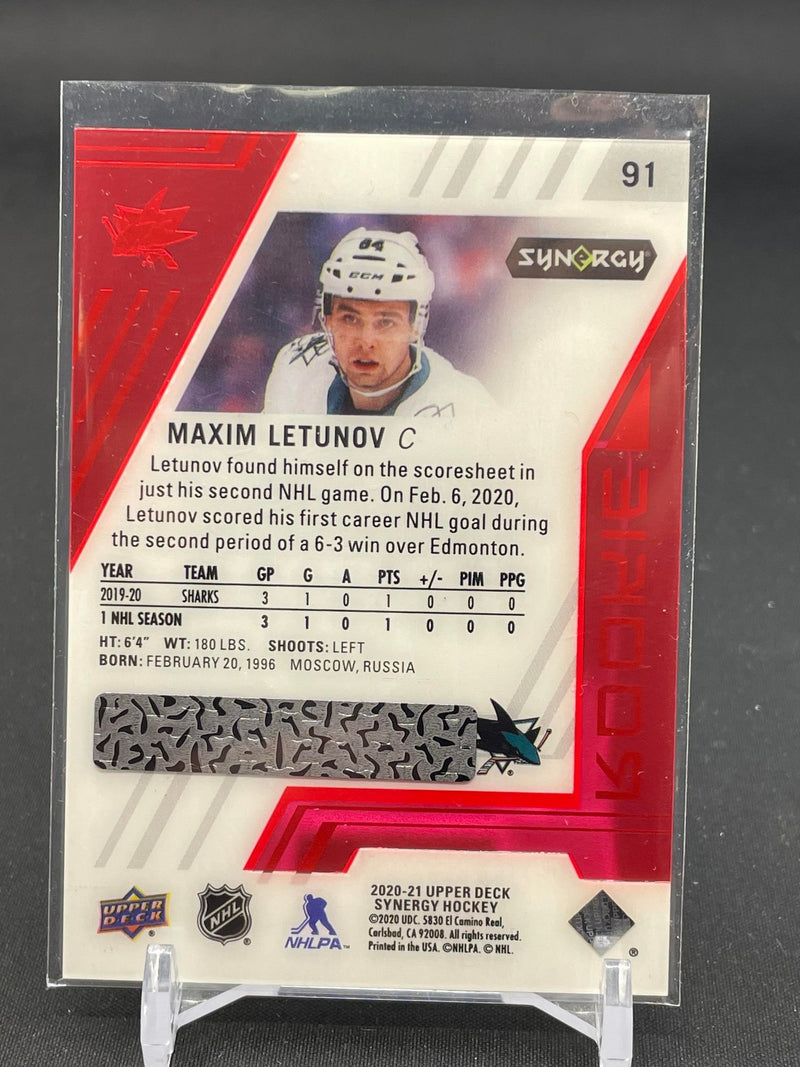 2020 UPPER DECK SYNERGY - RED UNSRATCHED - ROOKIE - M. LETUNOV -