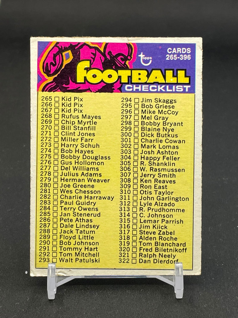 1973 TOPPS FOOTBALL - CHECKLISTS - SINGLES - SELECT YOUR CARD