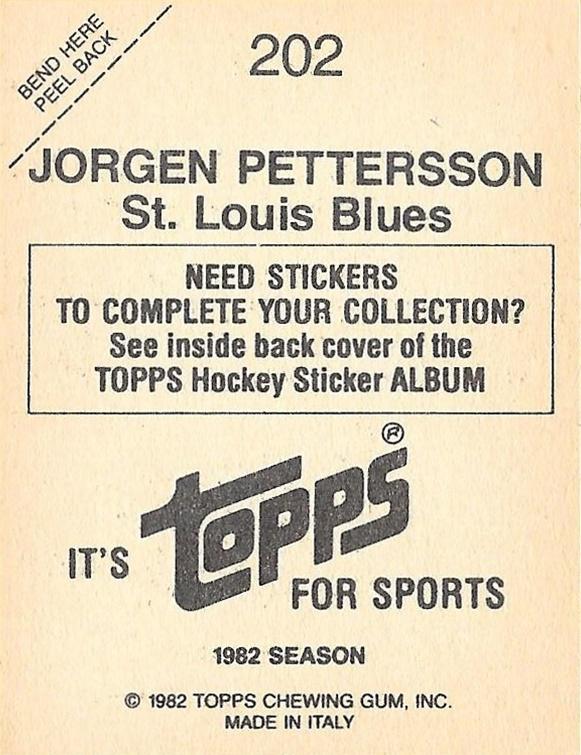 1982 TOPPS HOCKEY STICKERS - COMPLETE SET -