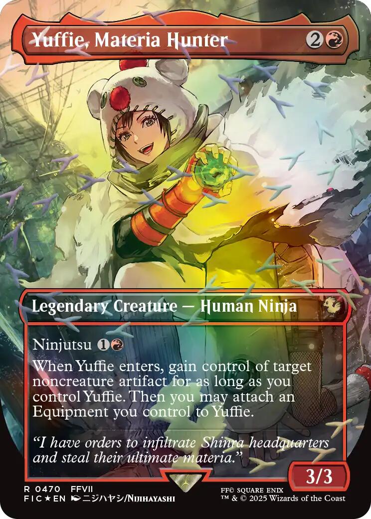 Yuffie, Materia Hunter (Borderless) (Chocobo Track Foil) [FINAL FANTASY Commander]