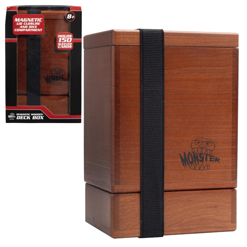 MONSTER MAGNETIC WOODEN DECK BOX WITH DICE TRAY