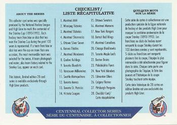 1992 HIGH LINER STANLEY CUP CENTENNIAL COLLECTOR SERIES - COMPLETE SET - #1-28