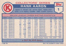 1985 TOPPS CIRCLE K ALL TIME HOMERUN KINGS - SINGLES -
