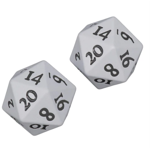 ULTRA PRO HEAVY METAL 2 D20 VIVID WHITE DICE SET