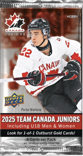 2025 UPPER DECK TEAM CANADA WORLD JUNIORS HOCKEY HOBBY PACK