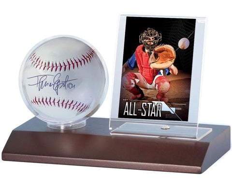 ULTRA PRO DARK WOOD BASEBALL & CARD DISPLAY