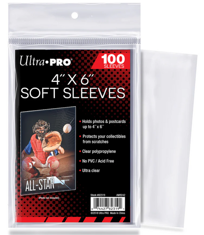 ULTRA PRO SOFT SLEEVES 4"X6" (100 PACK)