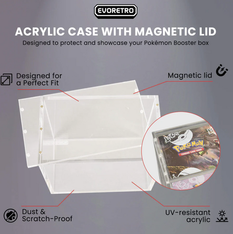 EVORETRO BOOSTER BOX ACRYLIC DISPLAY CASE WITH MAGNETIC LID