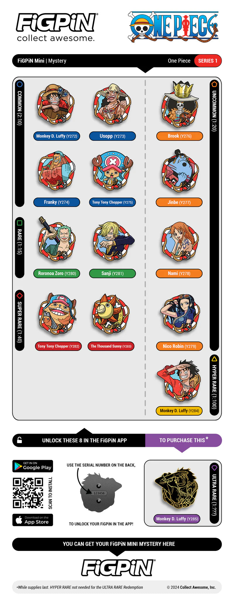 FIGPIN ONE PIECE SERIES 1 MYSTERY ENAMEL PIN PACK