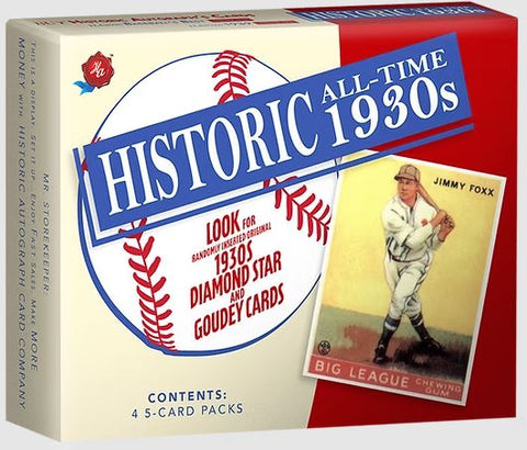 2026 HISTORIC AUTOGRAPHS ALL TIME 1930S BASEBALL HOBBY BOX