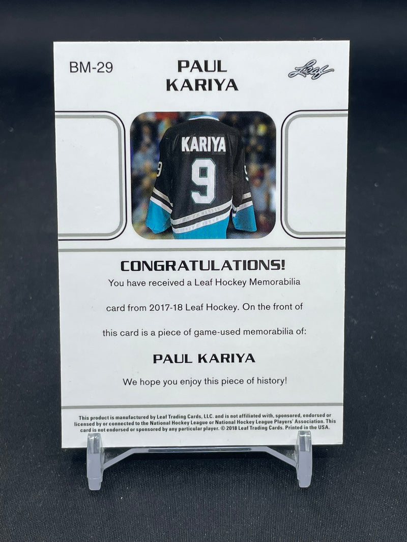 2017 LEAF HOCKEY - PINK - P. KARIYA - BM-29 - RELIC