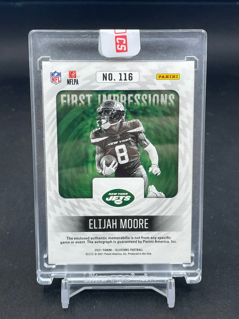 2021 PANINI ILLUSIONS - FIRST IMPRESSIONS - E. MOORE - #116 - #'D/299 - RELIC - AUTOGRAPH - RC