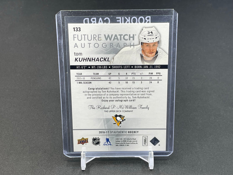 2016 UPPER DECK SP AUTHENTIC - FUTURE WATCH AUTOGRAPH - T. KUHNHACKL - #133 - #'D/999 - AUTOGRAPH - RC