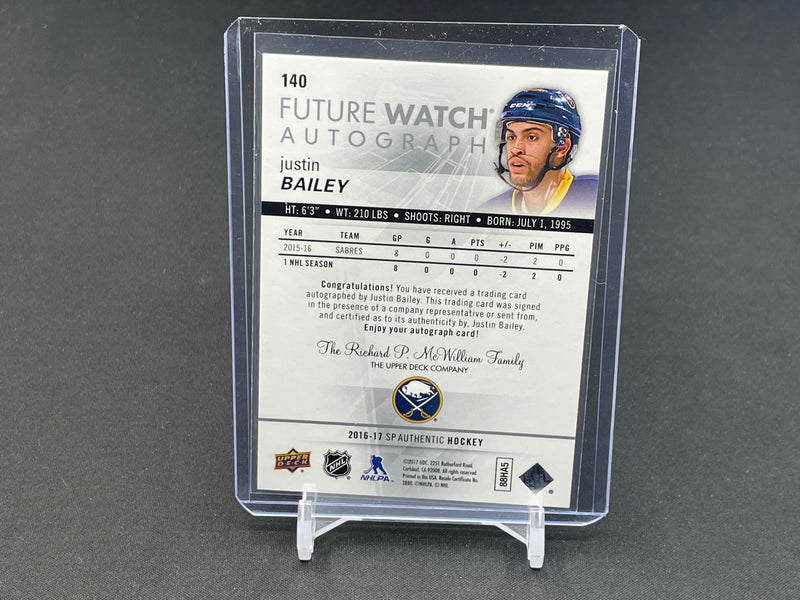 2016 UPPER DECK SP AUTHENTIC - FUTURE WATCH AUTOGRAPH - J. BAILEY - #140 - #'D/999 - AUTOGRAPH - RC