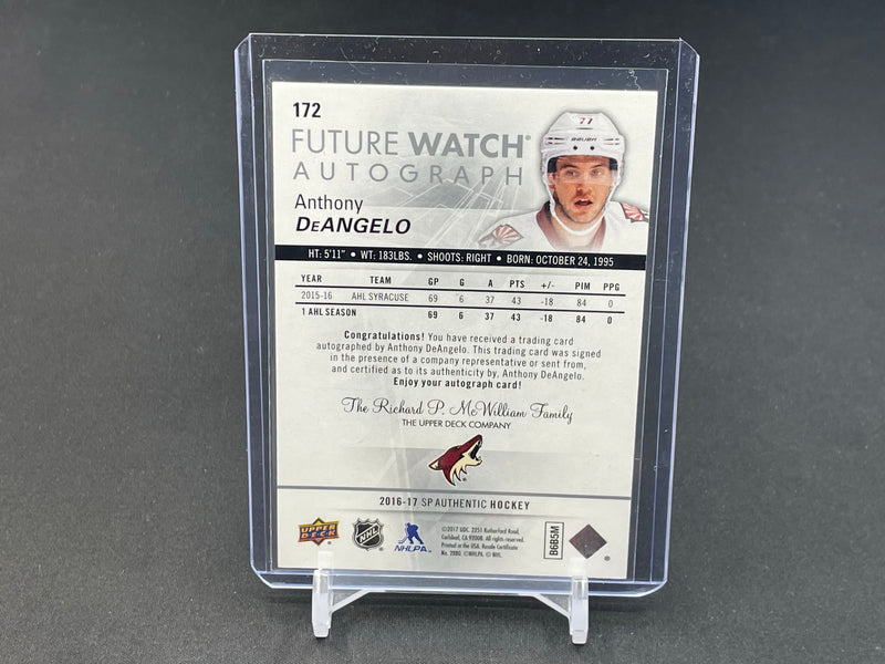 2016 UPPER DECK SP AUTHENTIC - INSCRIBED FUTURE WATCH AUTOGRAPH - A. DEANGELO - #172 - #'D/999 - AUTOGRAPH - RC