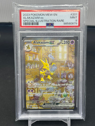 POKEMON - 151 - ALAKAZAM EX - SPECIAL ILLUSTRATION RARE - #201 - PSA 9