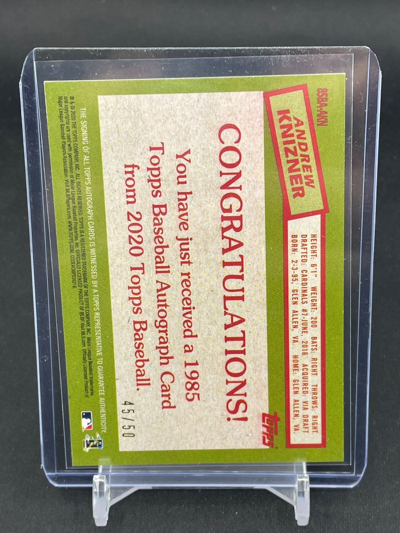 2020 TOPPS SERIES ONE - GOLD - 1985 TOPPS AUTOGRAPH - A. KNIZNER - #85BA-AKN - #'D/50 - AUTOGRAPH