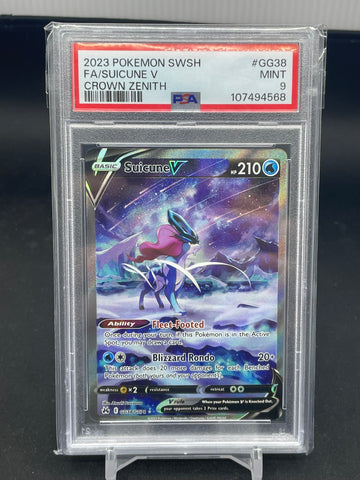 POKEMON - CROWN ZENITH - SUICUNE V - FULL ART - #GG38 - PSA 9