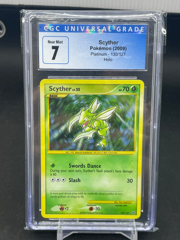 POKEMON - PLATINUM - SCYTHER - SECRET RARE HOLO - #130 - CGC 7