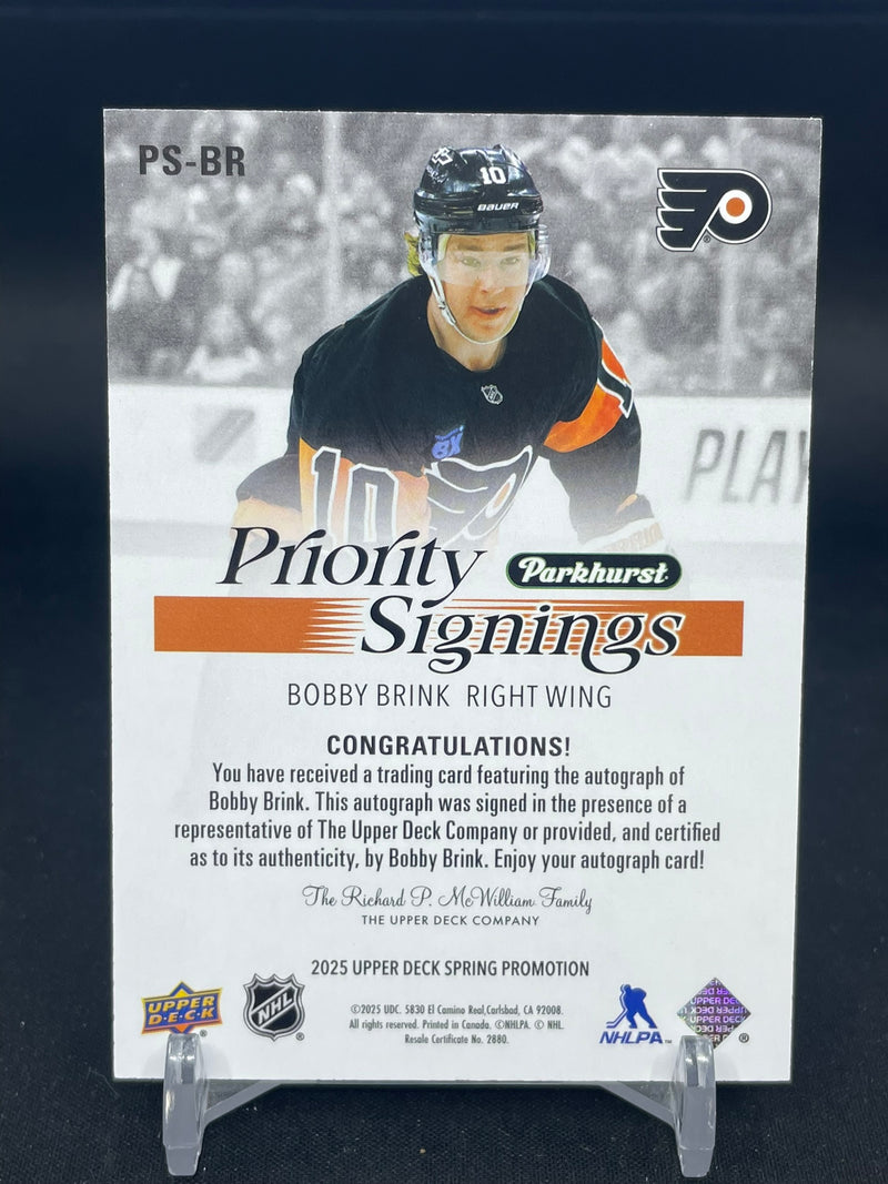 2025 UPPER DECK SPRING PROMOTION - PARKHURST PRIORITY SIGNINGS - B. BRINK - #PS-BR - #'D/75 - AUTOGRAPH