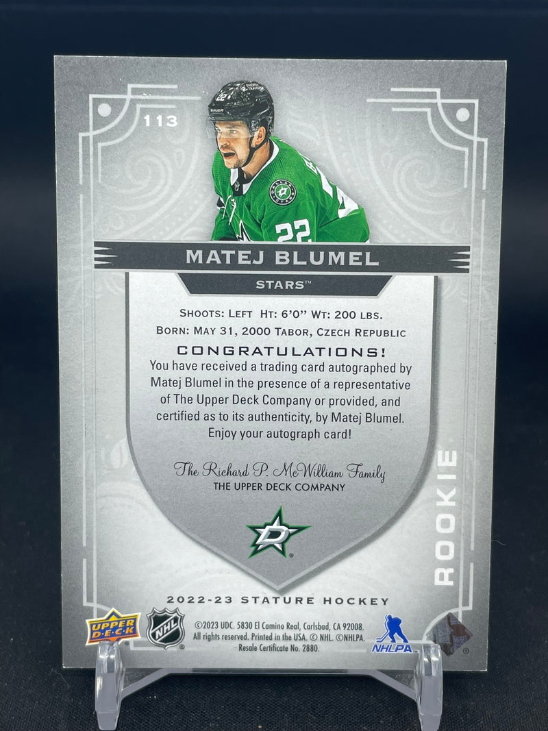 2022 UPPER DECK STATURE - ROOKIE - M. BLUMEL - #113 - #'D/199 - AUTOGRAPH - RC