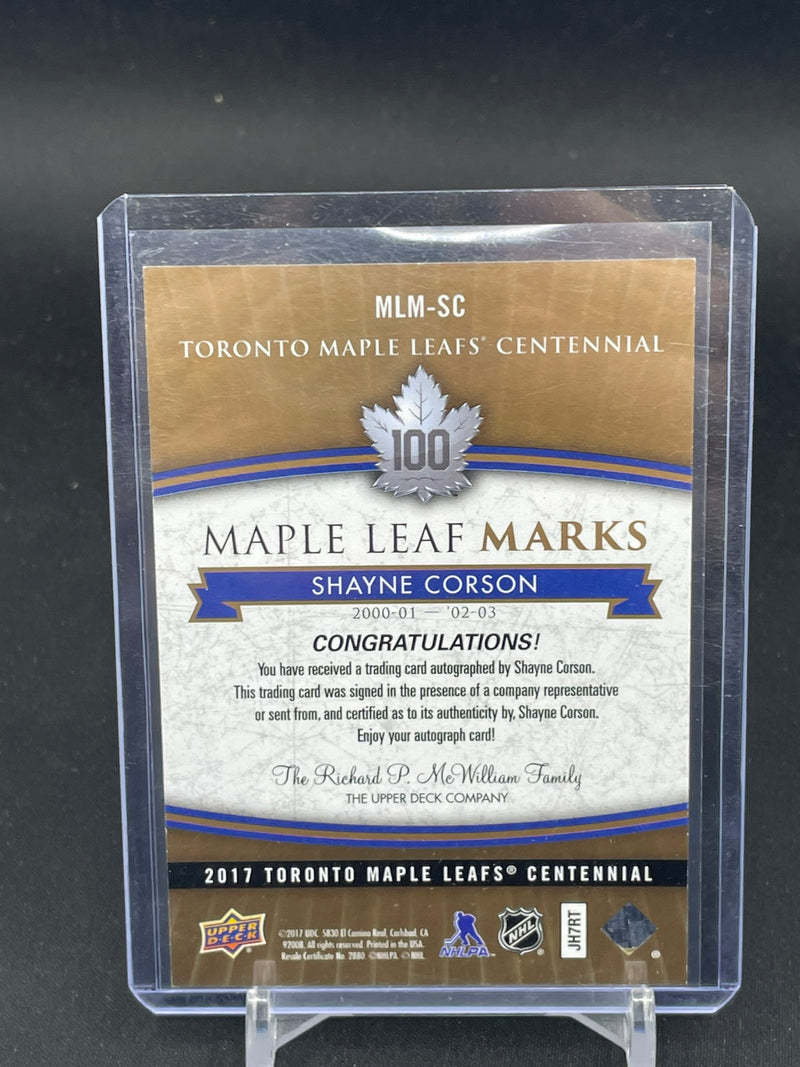 2017 UPPER DECK TORONTO MAPLE LEAFS CENTENNIALS - MAPLE LEAF MARKS - AUTOGRAPH CARDS - SELECT YOUR PLAYER