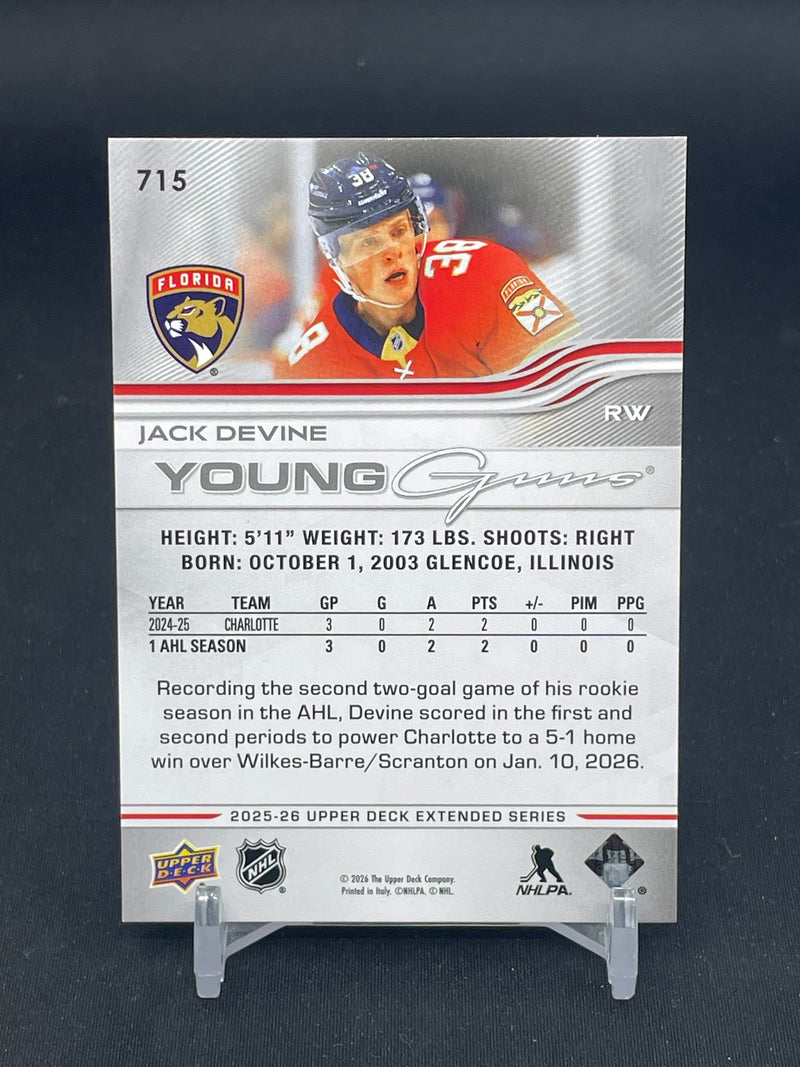 2025 UPPER DECK EXTENDED SERIES - YOUNG GUNS - J. DEVINE -