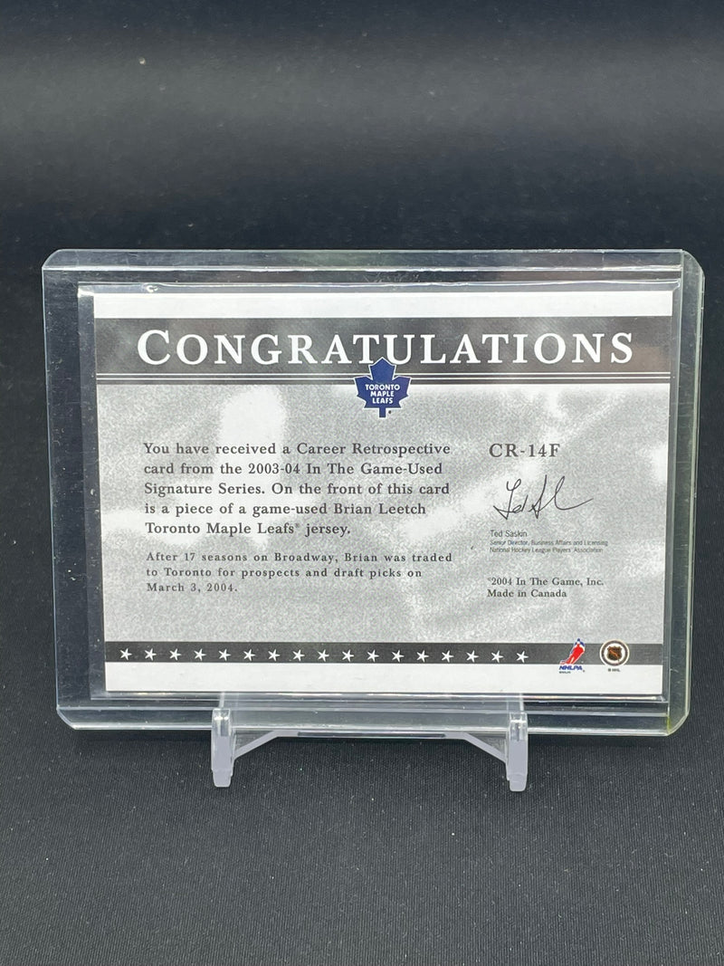 2003 IN THE GAME USED - CAREER RETROSPECTIVE - B. LEETCH -