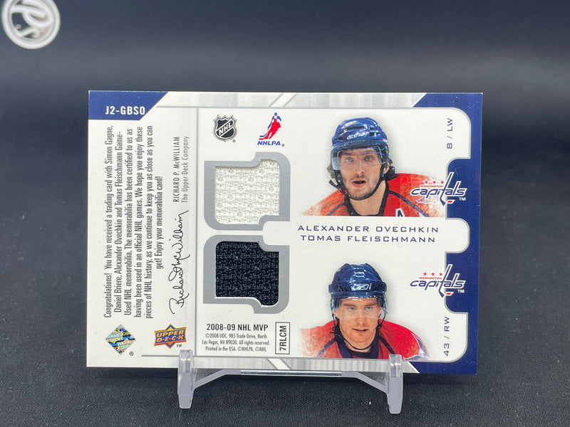 2008 UPPER DECK MVP - 2 OIN 2 JERSEY - S. GAGNE / D. BRIERE - A. OVECHKIN / T. FLEISCHMANN -