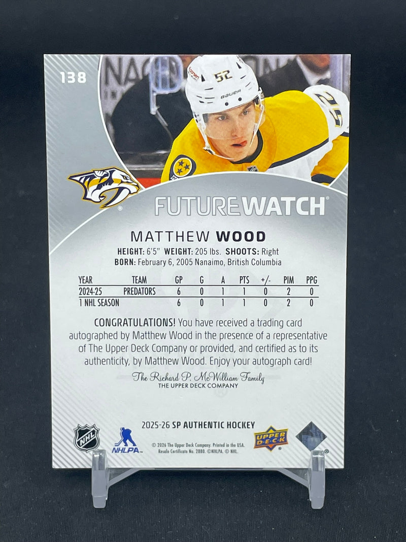 2025 UPPER DECK SP AUTHENTIC - FUTURE WATCH AUTO - M. WOOD - #138 - #'D/999 - AUTOGRAPH - RC