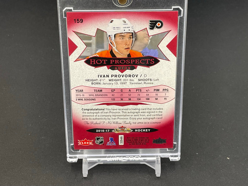 2016 FLEER SHOWCASE - HOT PROSPECTS AUTOS - RED GLOW - I. PROVOROV - #159 - #'D/49 - AUTOGRAPH - RC