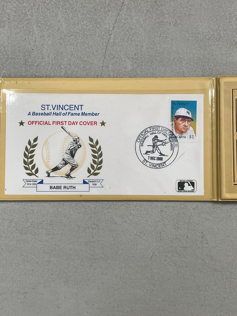 1993 SSCA HALL OF FAME LEGENDS - IN FIRST DAY COVERS - BABE RUTH - LOU GEHRIG - TY COBB
