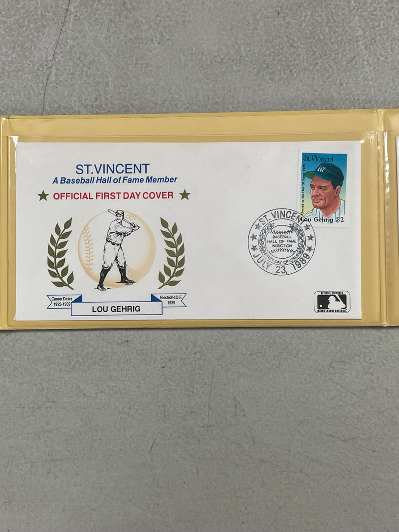 1993 SSCA HALL OF FAME LEGENDS - IN FIRST DAY COVERS - BABE RUTH - LOU GEHRIG - TY COBB
