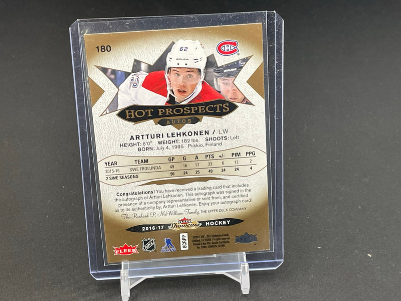 2016 FLEER SHOWCASE - HOT PROSPECTS AUTOS - A. LEHKONEN - #180 - #'D/499 - AUTOGRAPH - RC
