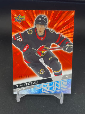 2024 UPPER DECK SERIES ONE - RED OUTBURST - YOUNG GUNS RENEWED - T. STUTZLE - #OR-5 - #'D/25