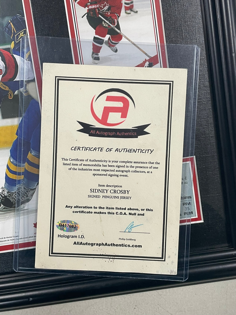 SIDNEY CROSBY - AUTOGRAPHED DISPLAY - AUTHENTICATED BY ALL AUTOGRAPH AUTHENTICS
