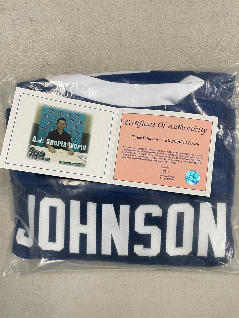 TYLER JOHNSON - AUTOGRAPHED JERSEY - A.J. SPORTS WORLD AUTHENTICATED