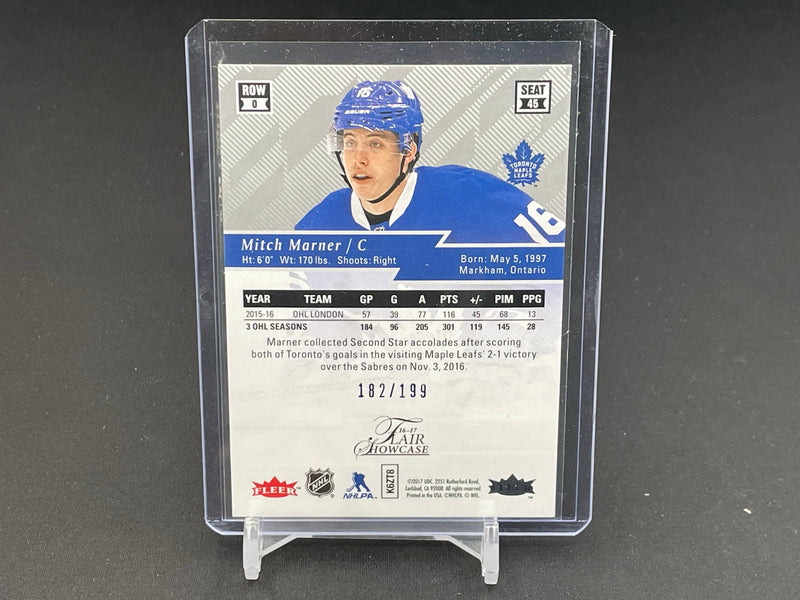 2016 FLEER SHOWCASE - BLUE ICE ROOKIES - M. MARNER - #ROW 0 SEAT 45 - #'D/199 - RC