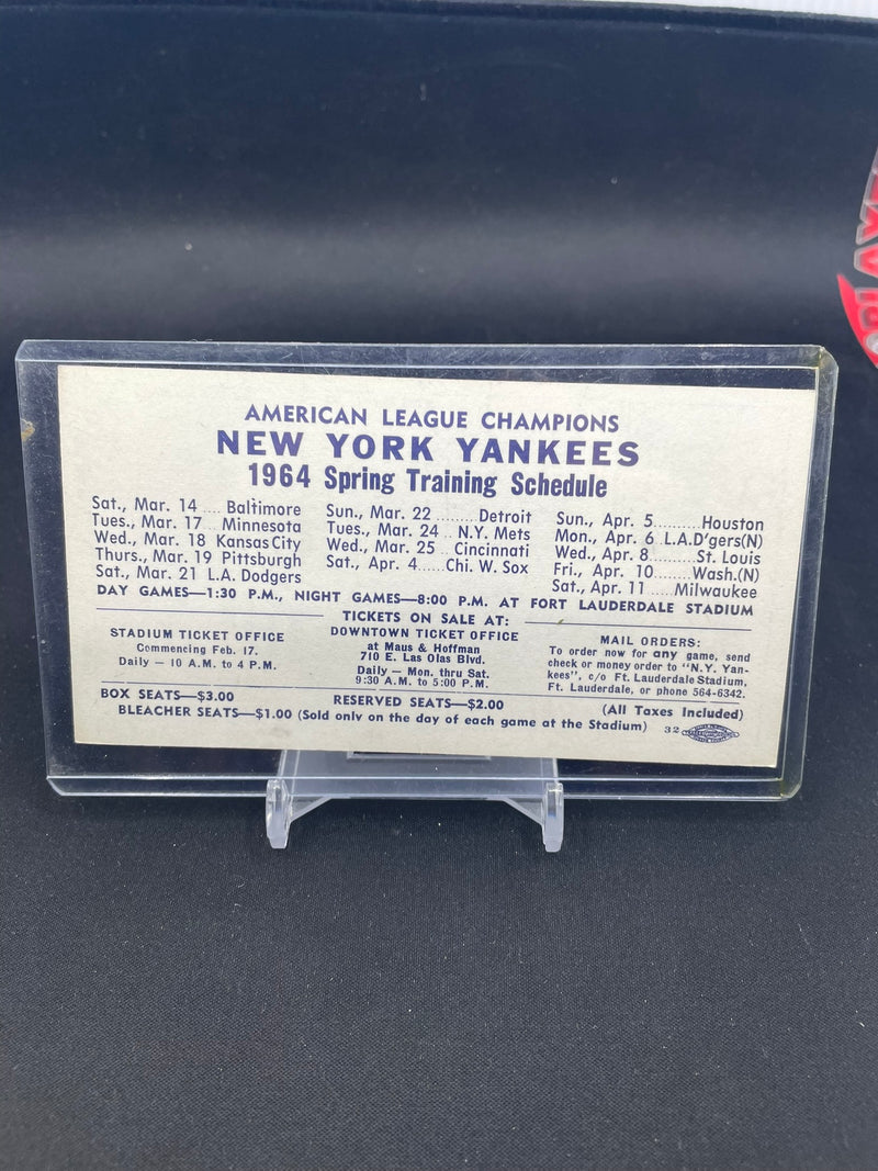 1964 NEW YORK YANKEES SPRING TRAINING SCHEDULE