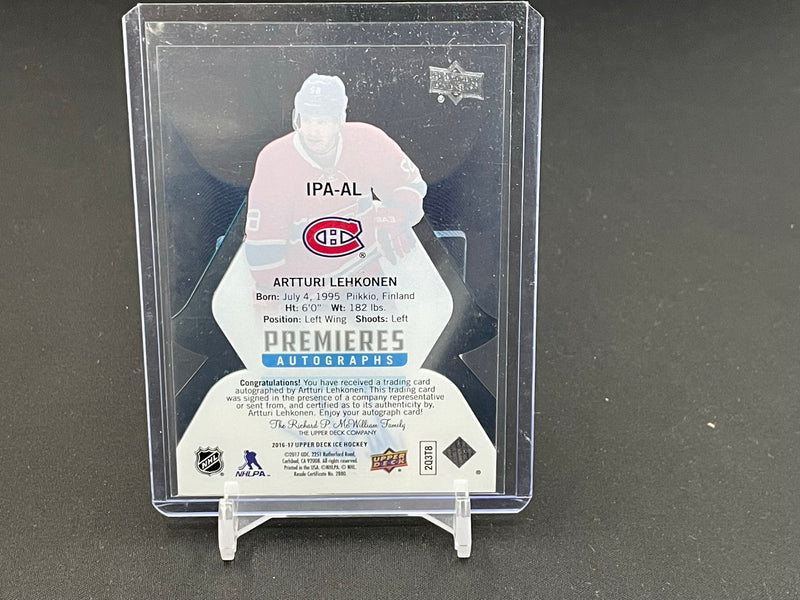 2016 UPPER DECK ICE - PREMIERES AUTOGRAPHS - A. LEHKONEN - #IPA-AL - #'D/299 - AUTOGRAPH - RC