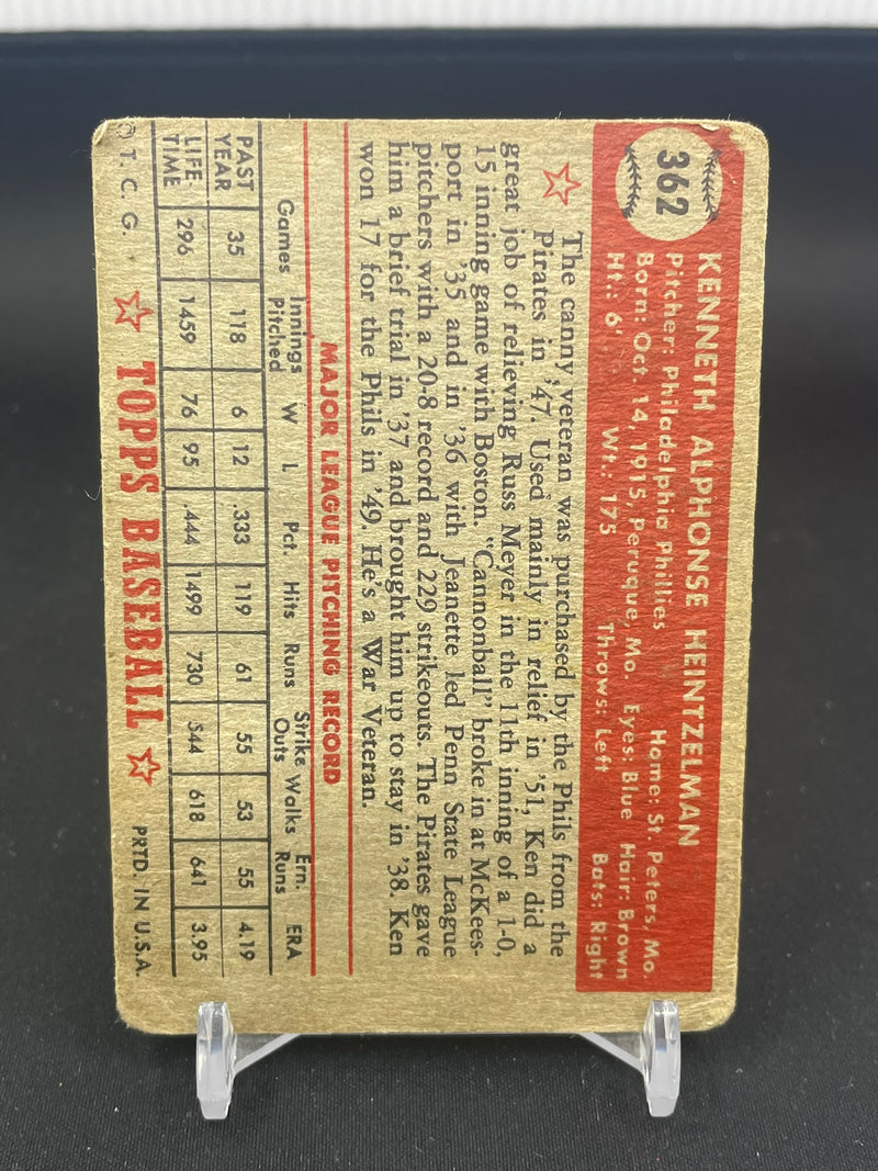 1952 TOPPS - K. HEINTZELMAN -