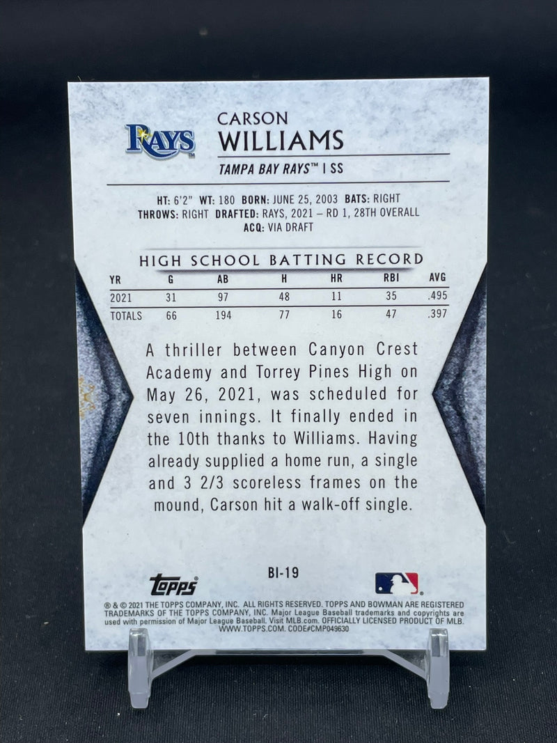 2021 TOPPS BOWMAN INVICTA - ORANGE REFRACTOR - C. WILLIAMS - #BI-19 - #'D/25