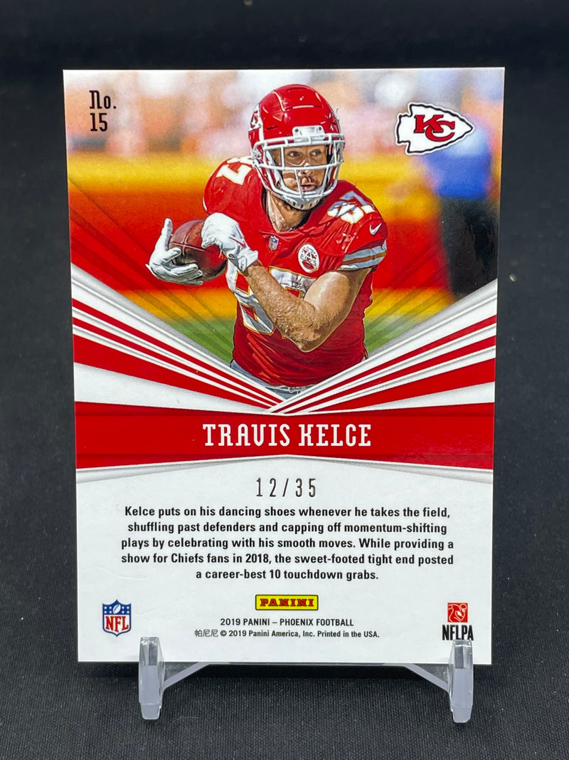 2019 PANINI PHOENIX - BLUE - CATCHING FIRE - T. KELCE - #15 - #'D/35