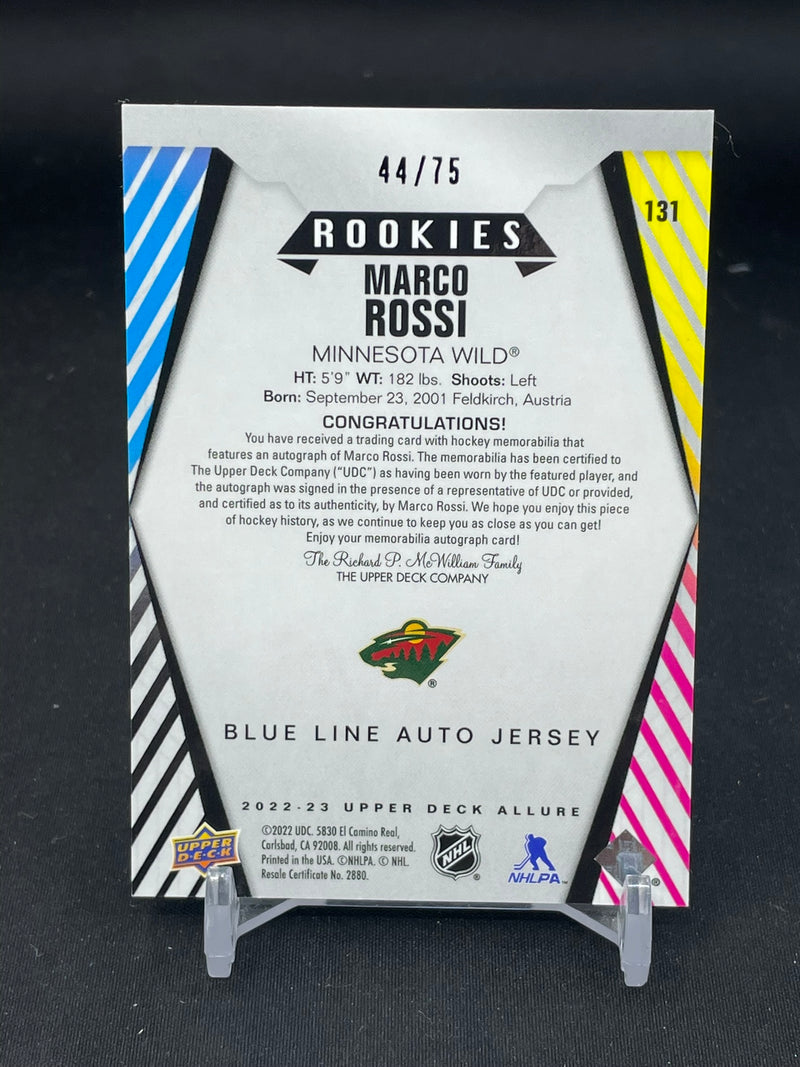 2022 UPPER DECK ALLURE - BLUE LINE AUTO JERSEY - ROOKIES - M. ROSSI - #131 - #'D/75 - RELIC - AUTOGRAPH - RC