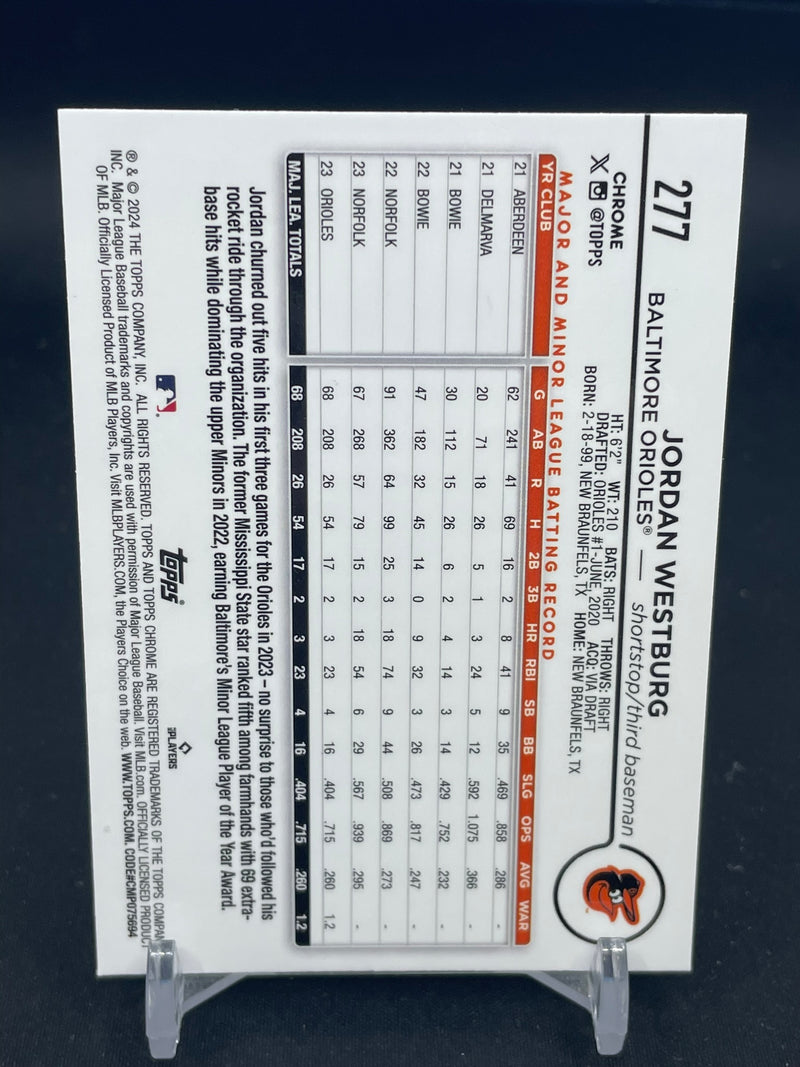 2024 TOPPS CHROME - PURPLE SPECKLE REFRACTOR - J. WESTBURG - #277 - #'D/299 - RC